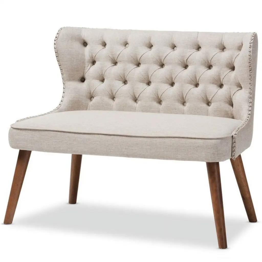 Bowery Hill Mid-Century Upholstered 2-Seater Loveseat Brown
