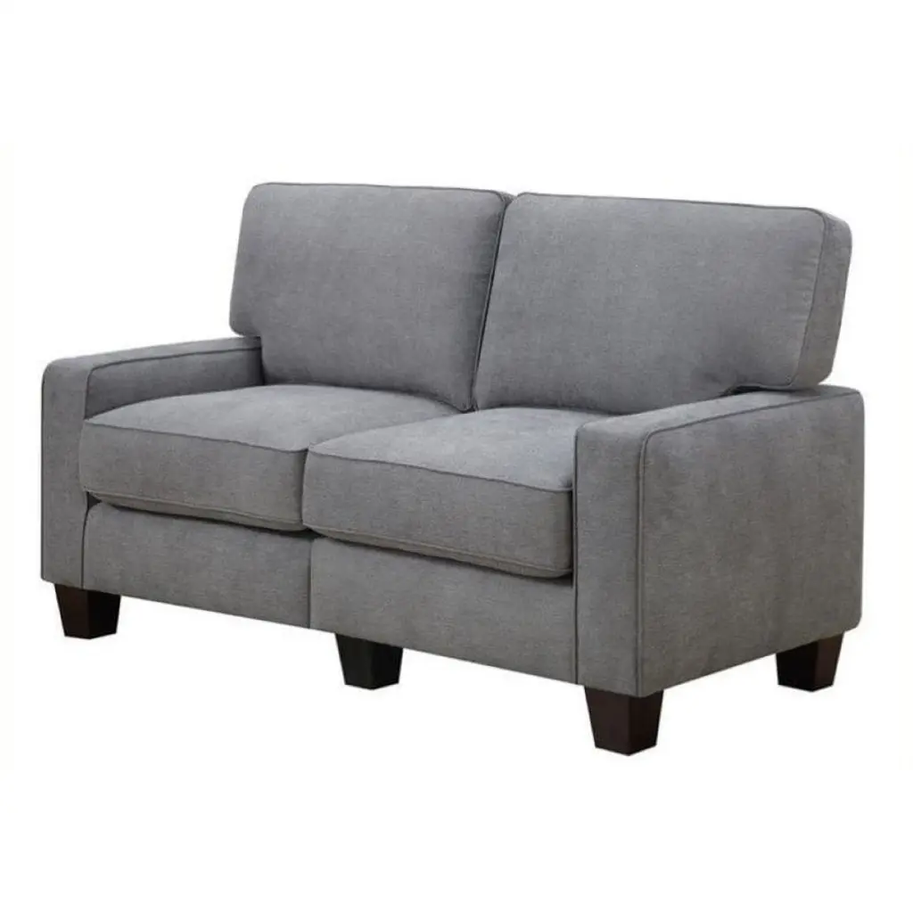 Bowery Hill Modern Fabric Loveseat 2 Pillows Glacial Gray