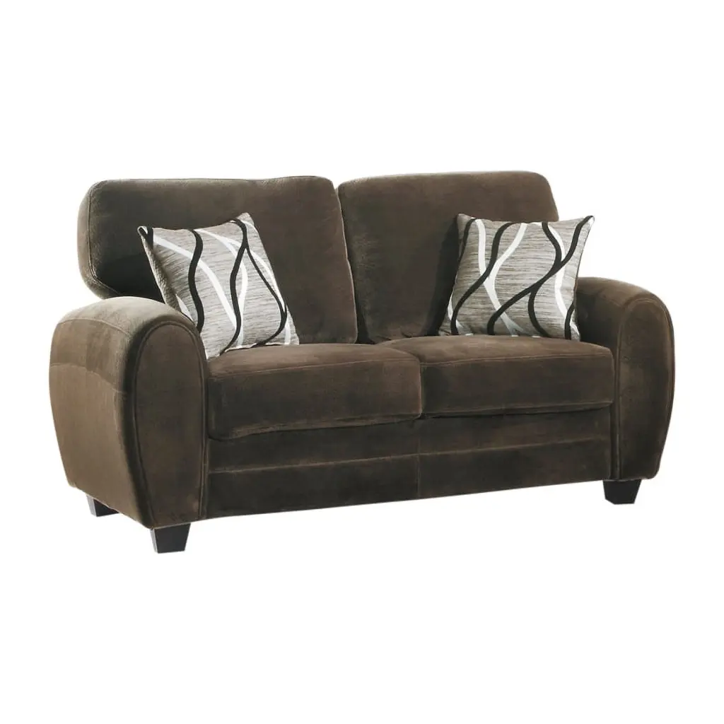 Bowery Hill Modern Microfiber Loveseat Chocolate Finish Contemporary Living Room