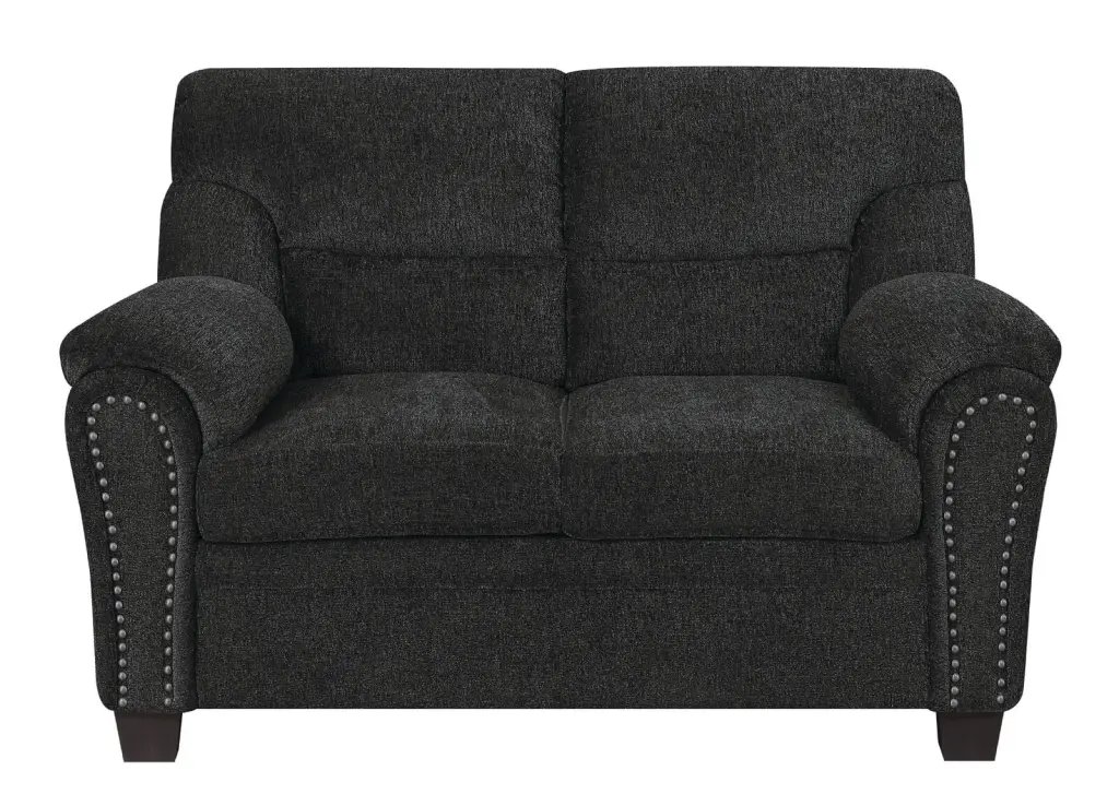 Colton Rolled Arm Upholstered Loveseat Smokey Grey - Classic Two-Seater Sofa Rolled Arms Coaster Company