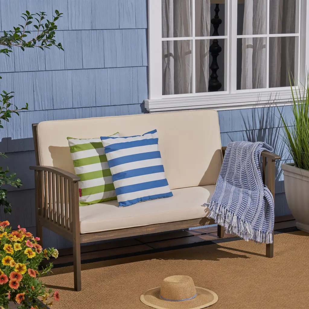 CoSoTower Acacia Wood Loveseat Sofa Weather Resistant Slat Panel Design