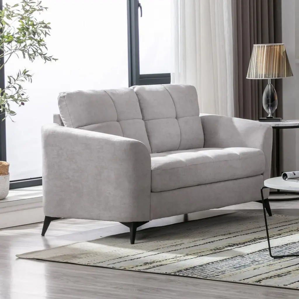 CoSoTower Light Gray Velvet Fabric Loveseat - Modern Sofa Small Spaces