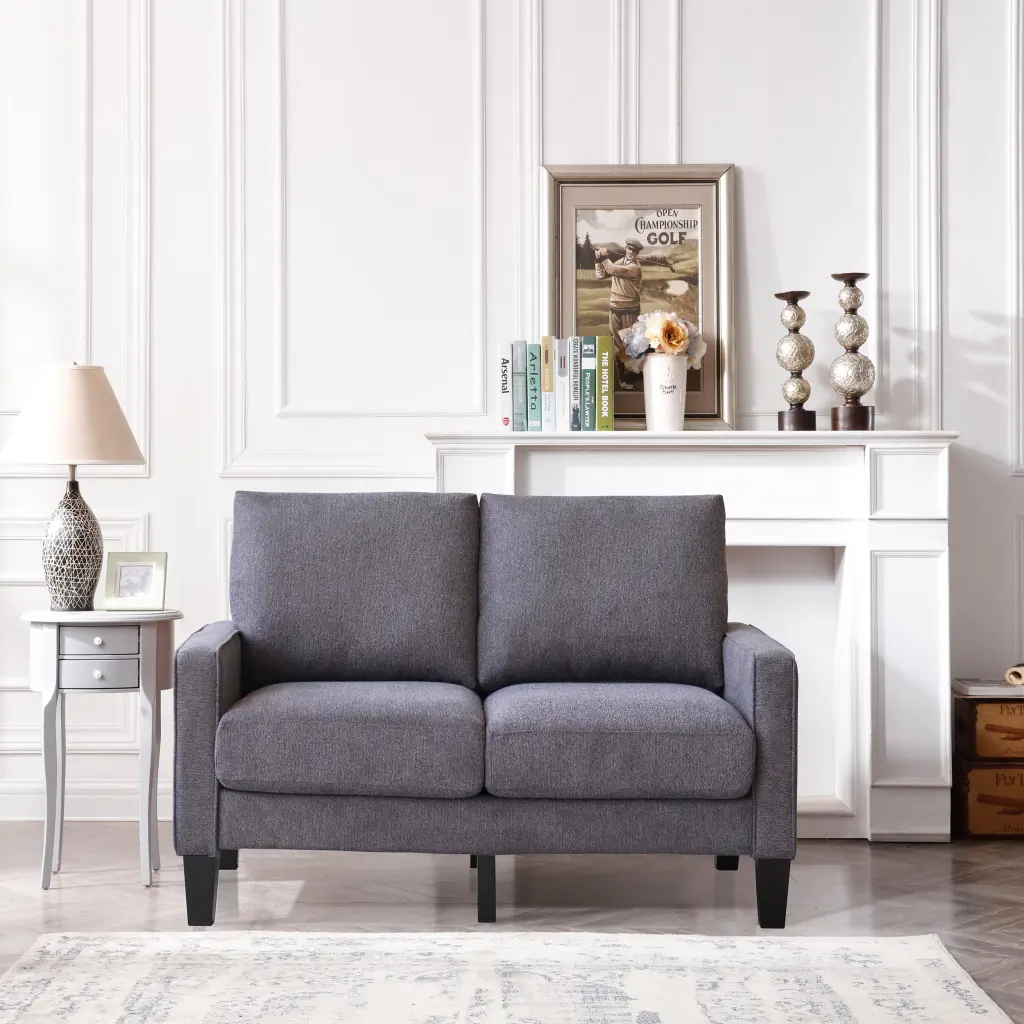 CoSoTower Modern Living Room Furniture Loveseat Dark Grey Fabric