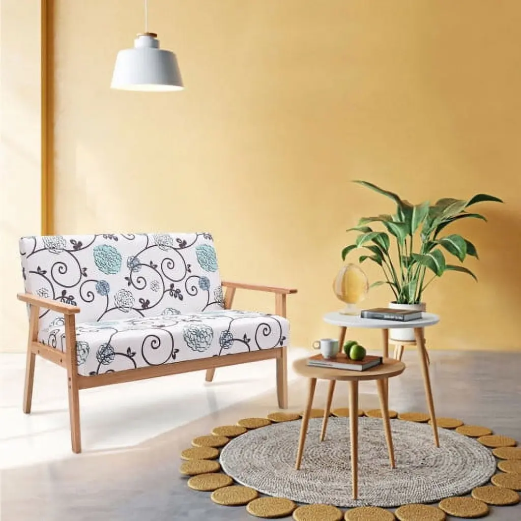 Modern Fabric Loveseat Sofa Upholstered 2-Seat Armchair Blue Couch Living Room CostwayINC