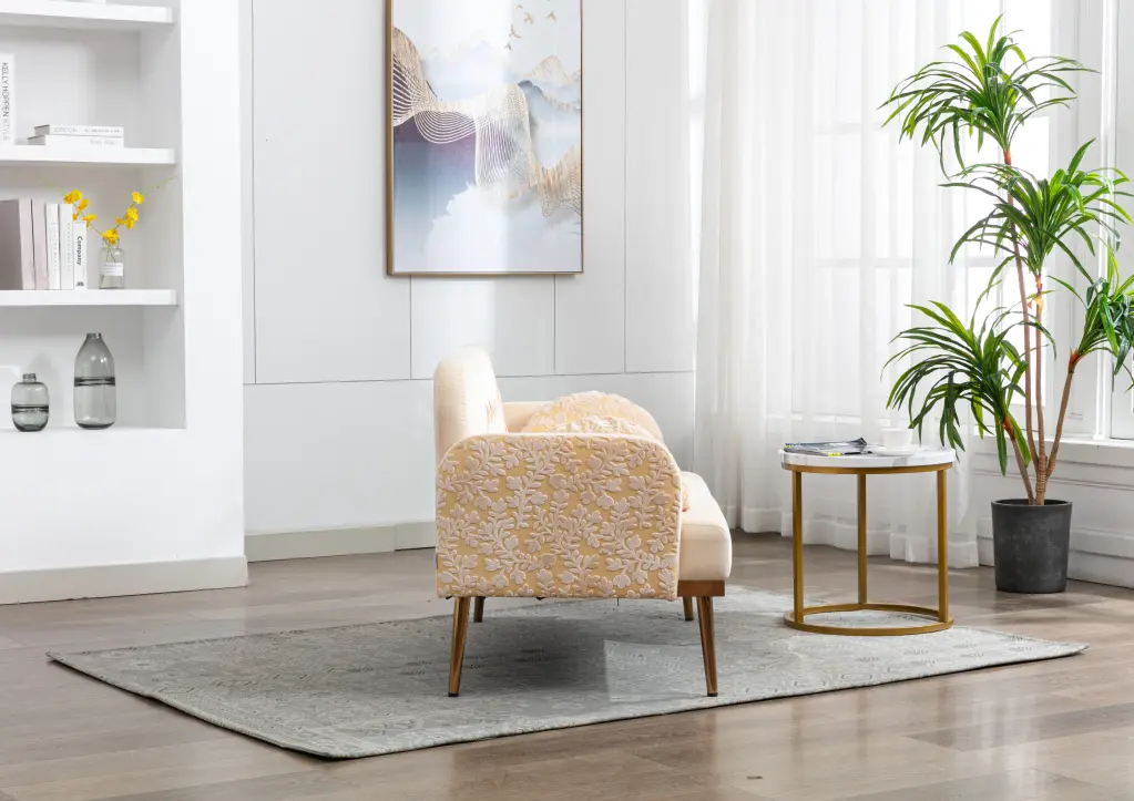 Dcenta Sofa Accent Sofa Loveseat Metal Feet Beige