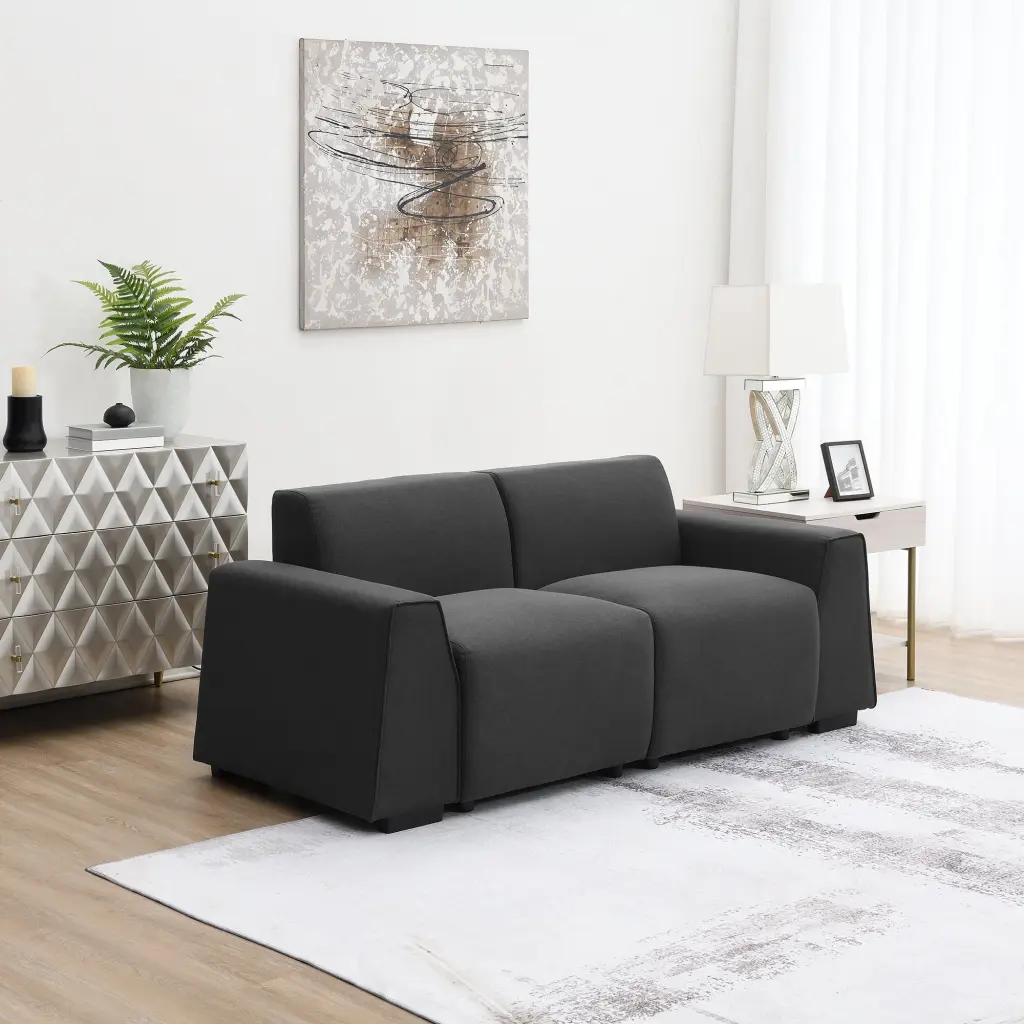 71x35.5 Modern Linen Fabric Sofa - Stylish Minimalist 2-3 Seat Couch Wide Armrests DeeHome