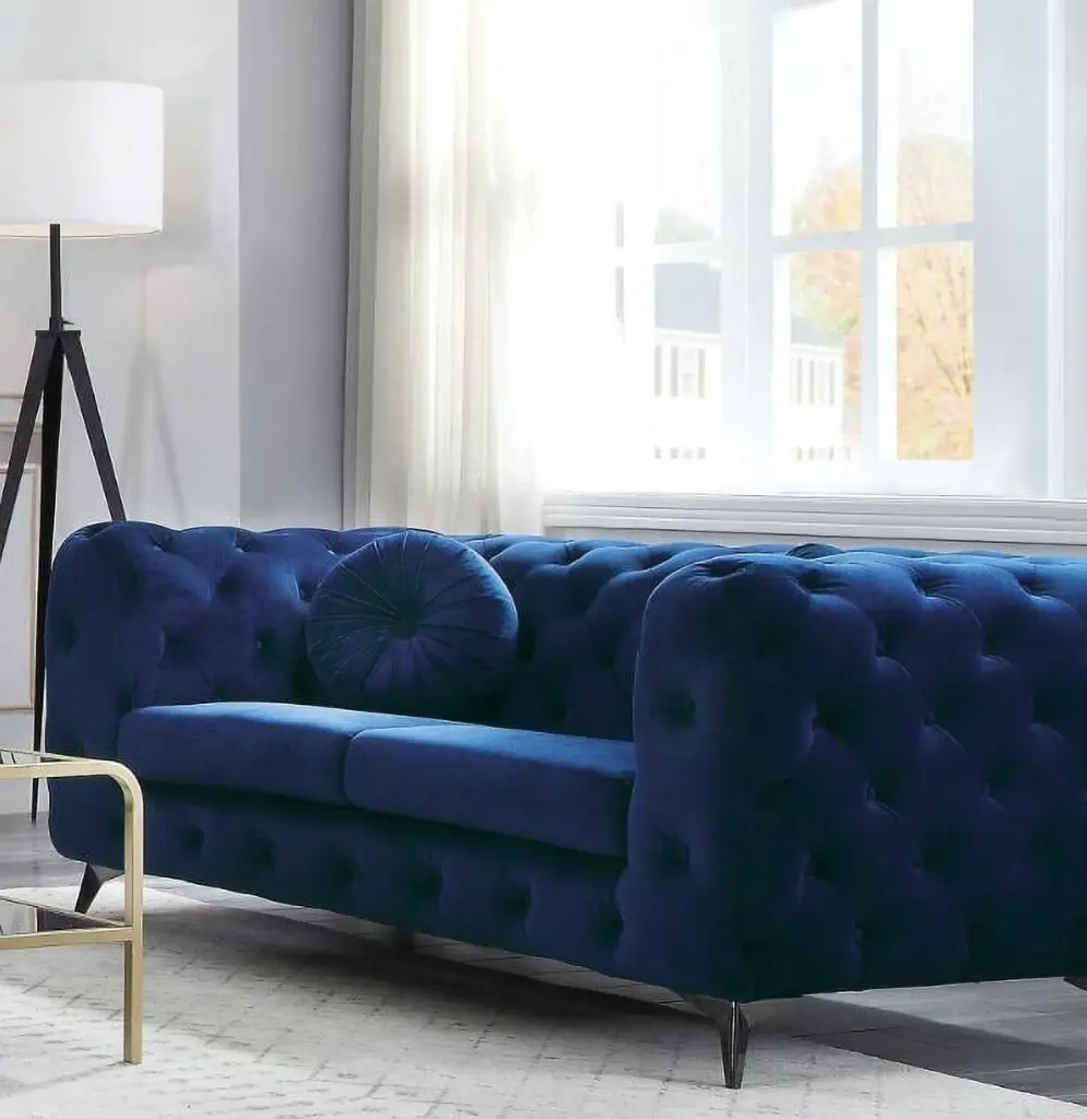 DeeHome ACME Atronia Loveseat Blue Fabric Modern Living Room Sofa 54901