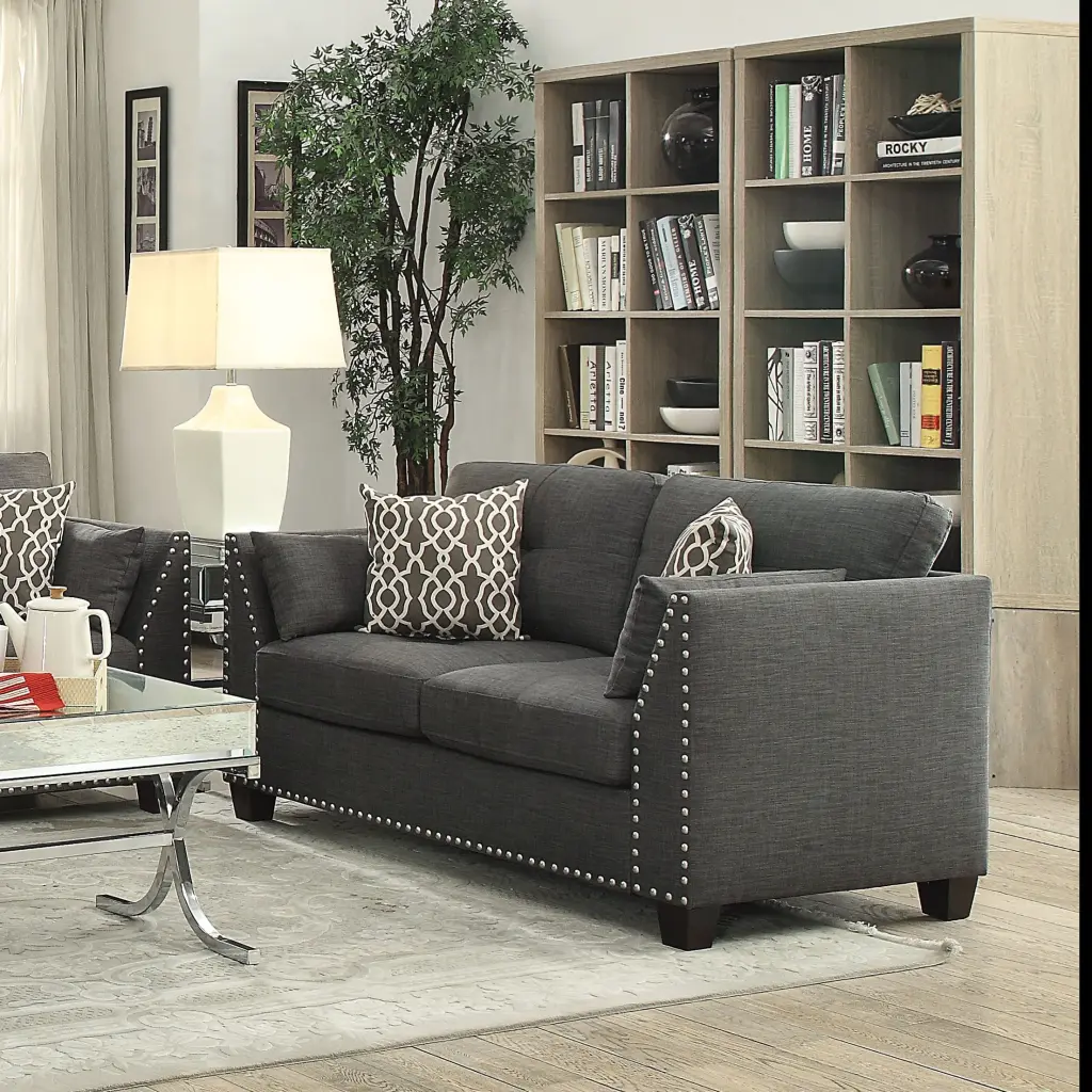 DeeHome ACME Laurissa Loveseat 4 Pillows Light Charcoal Linen 52406