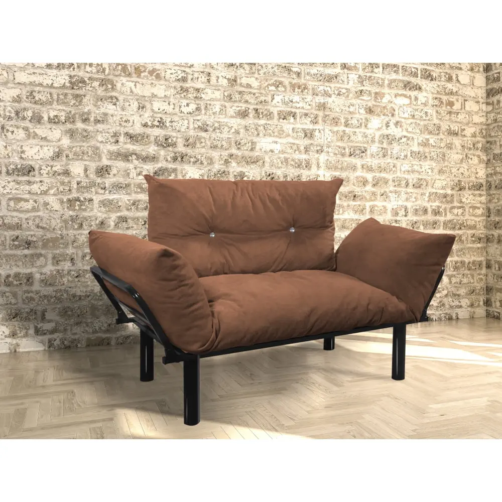 DeeHome Ada Loveseat Brown Fabric Upholstered 2 Seater Couch Living Room