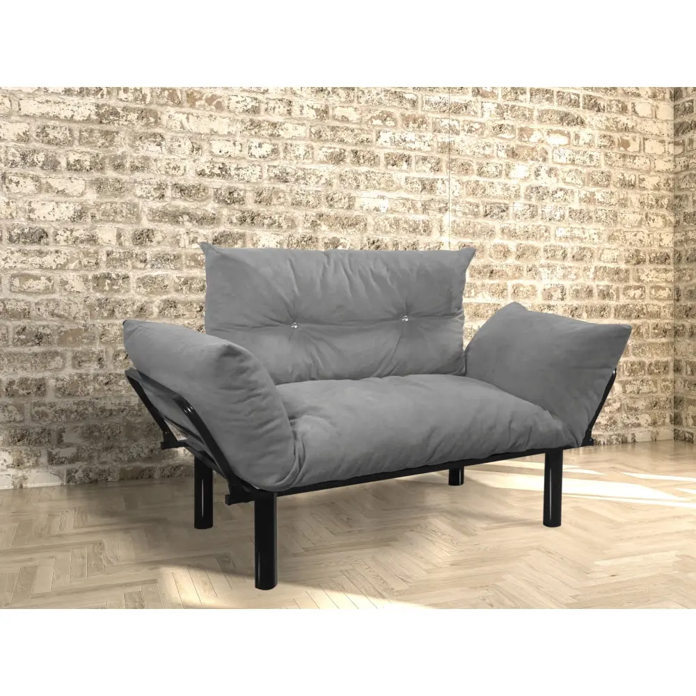 DeeHome Ada Loveseat Grey Fabric Upholstered 2 Seater Couch Living Room
