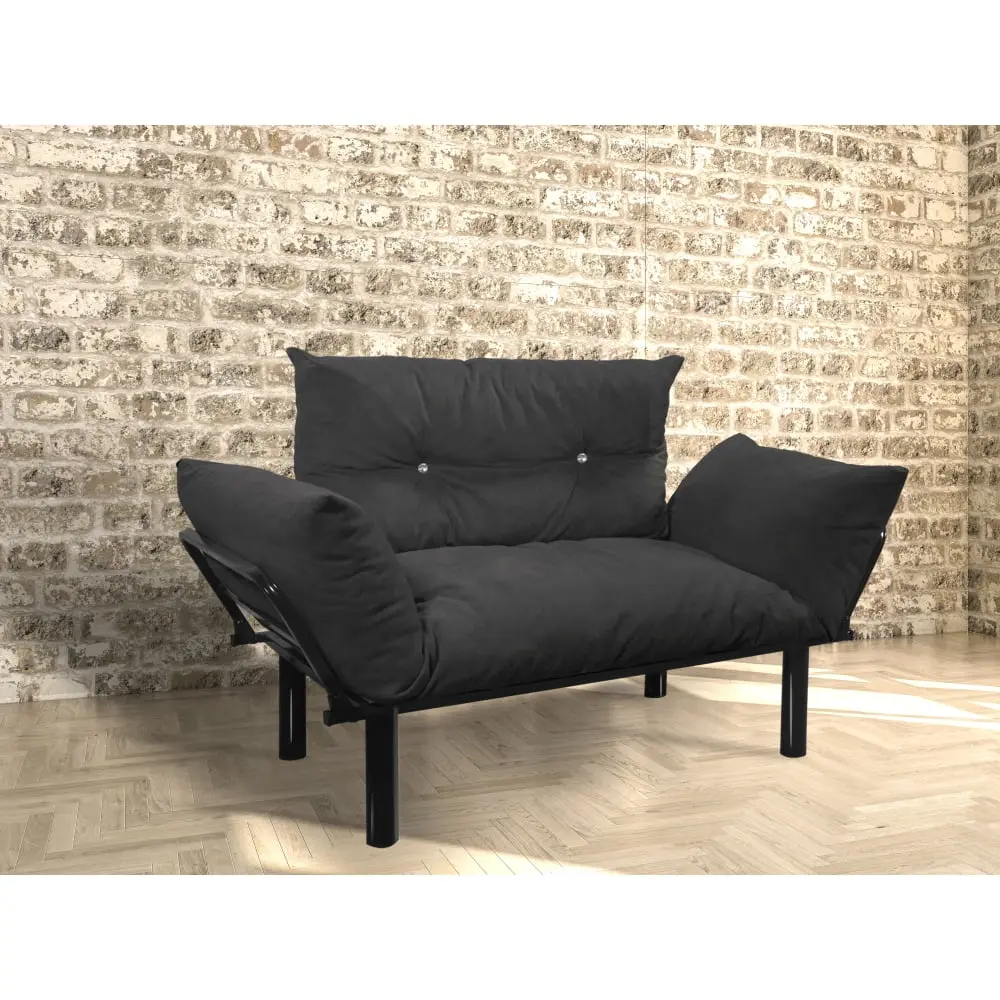 DeeHome Ada Loveseat Sofa Black 2-Seat Modern Couch Living Room Bedroom