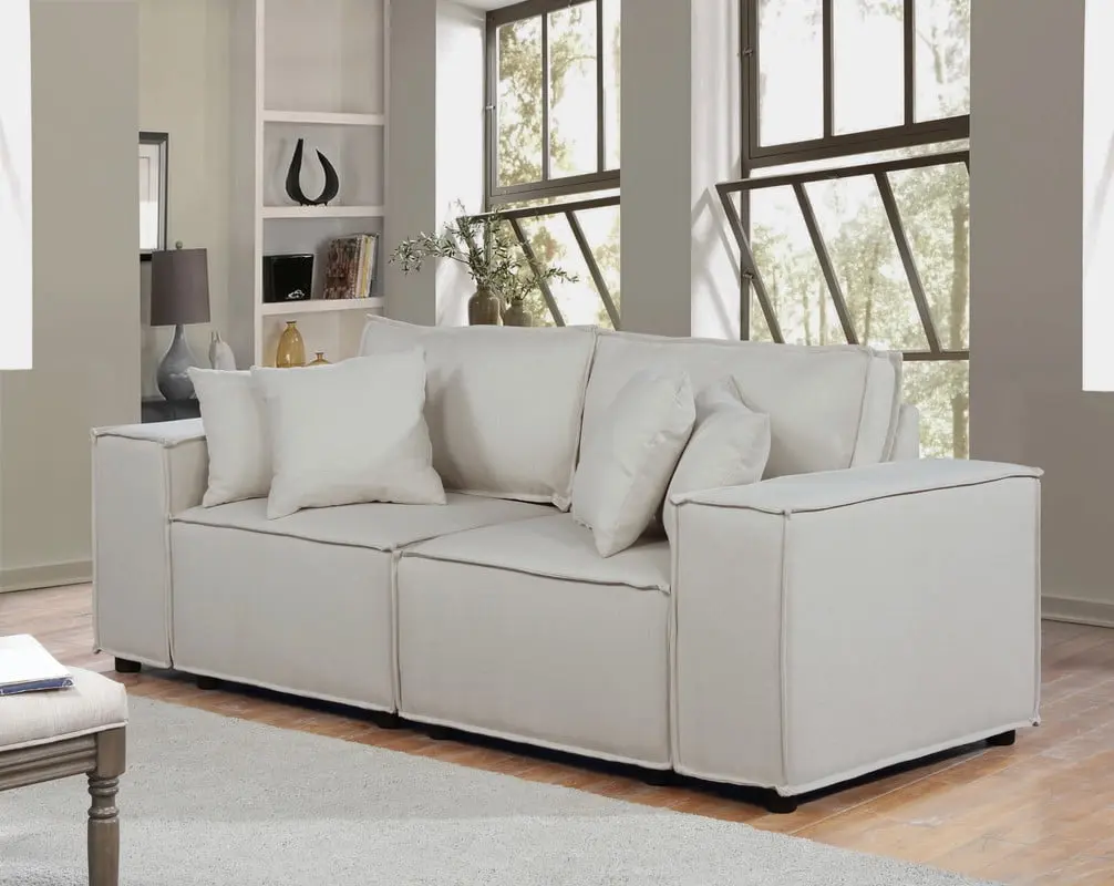 DeeHome Glory Furniture Delray G791A-L Loveseat Navy Blue - Comfortable Two-Seater Sofa