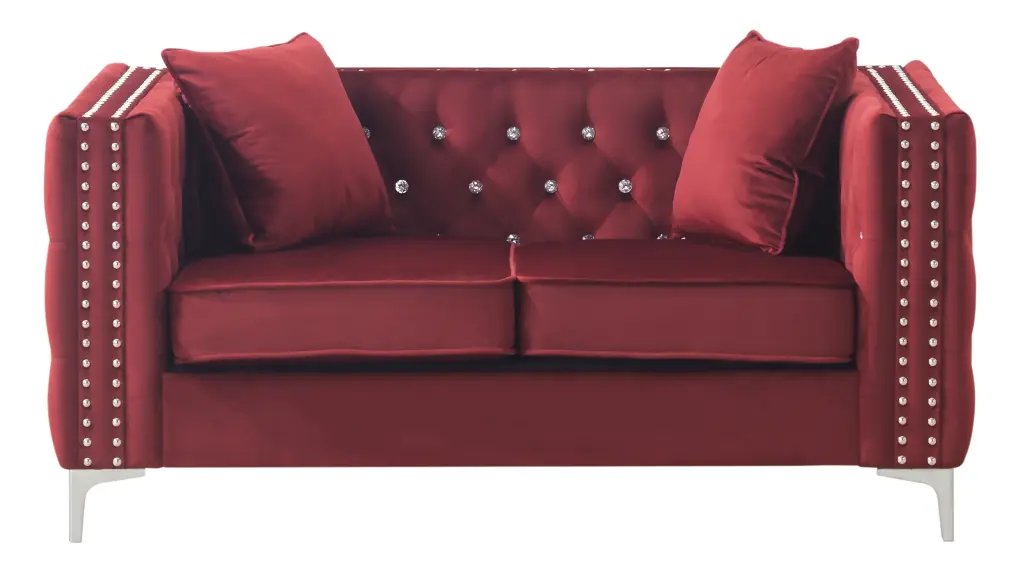 DeeHome Glory Furniture Paige G826A-L Loveseat Burgundy - Stylish Two-Seater Sofa