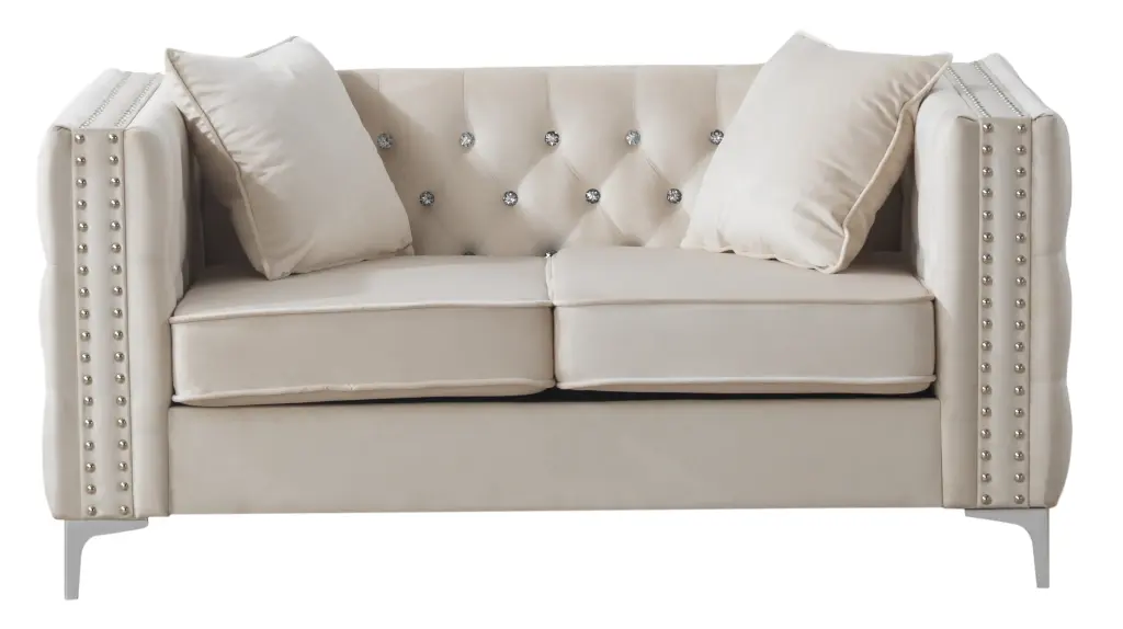 DeeHome Glory Furniture Paige G827A-L Loveseat Ivory - Elegant Two-Seater Sofa