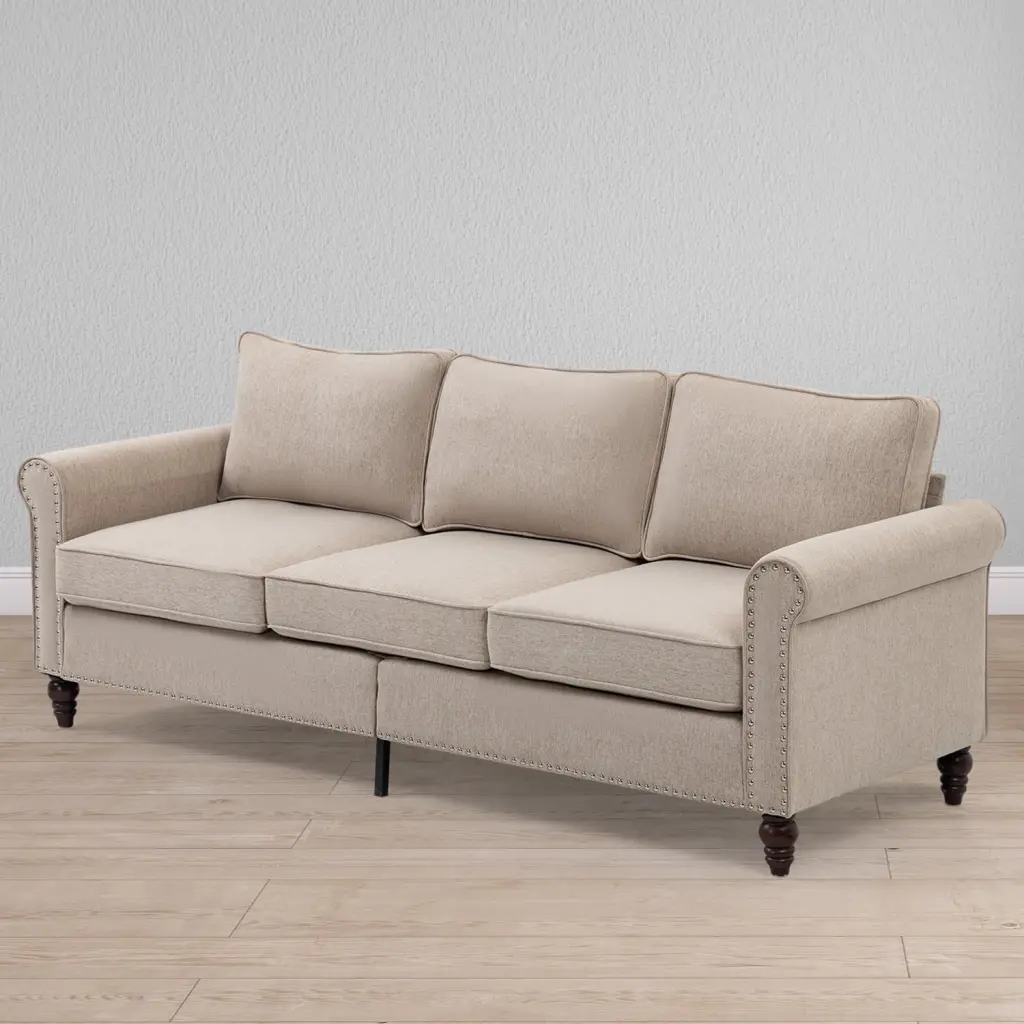 DeeHome 70 inch 3 Seater Loveseat Sofa Mid Century Modern Couches Living Room Button Tufted Sofa