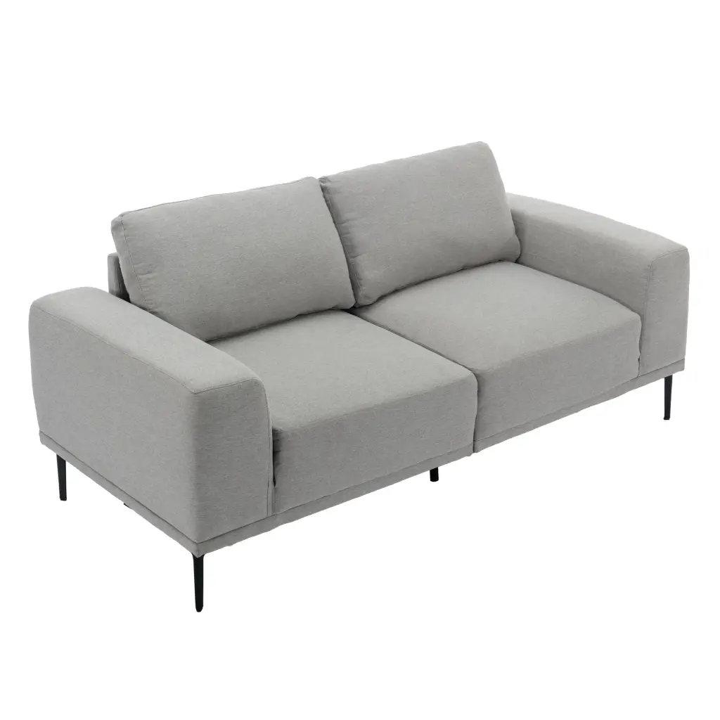 DeeHome Large Sofa 74.8 Inch Linen Fabric Loveseat Couch Mid-Century Modern Light Grey Living Room Apartment