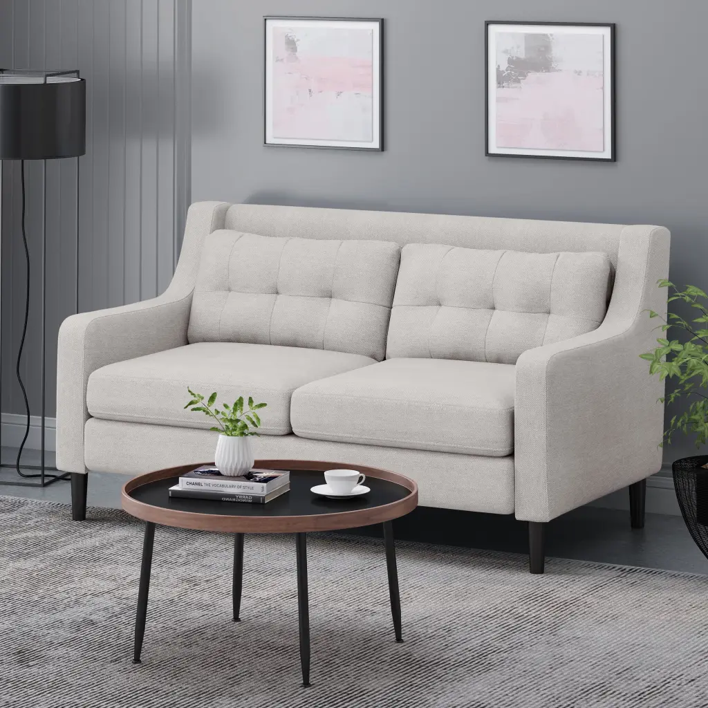 DeeHome LOVESEAT Comfortable 2-Seater Sofa Living Room or Bedroom Light Gray