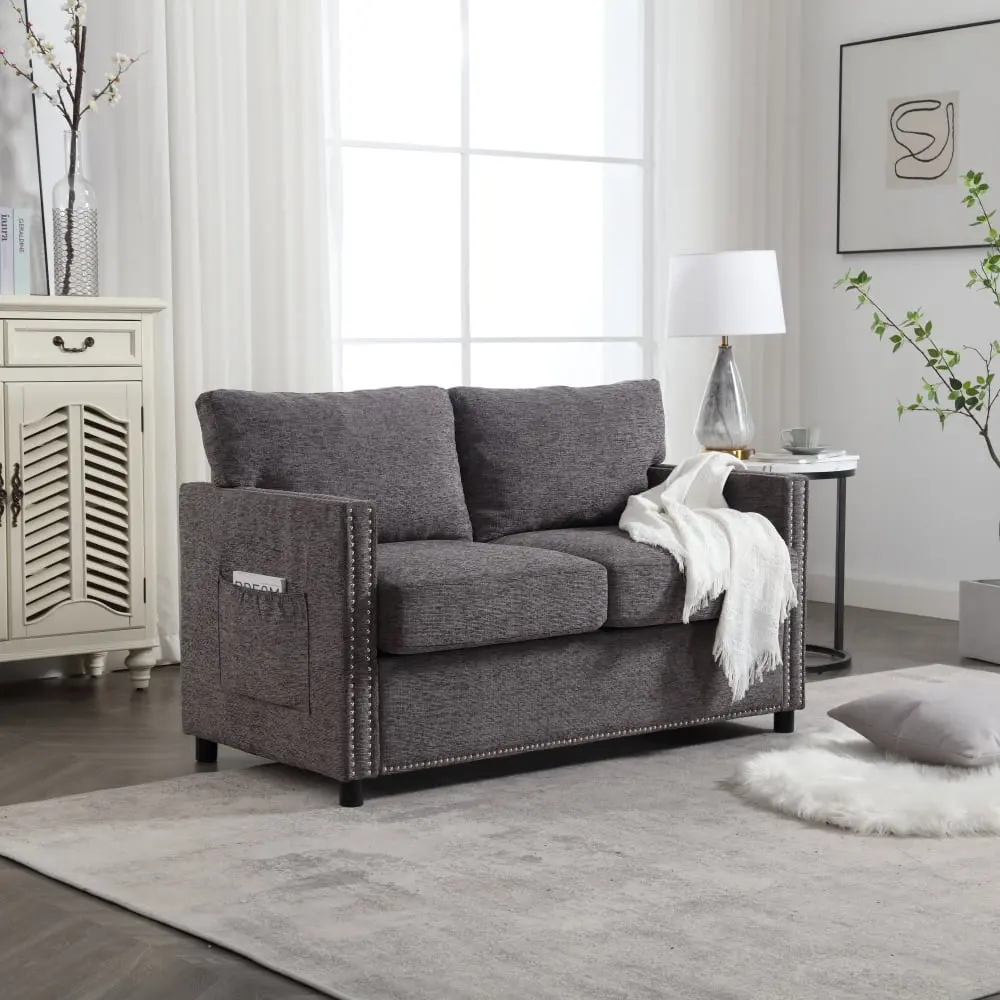 DeeHome UNITED Modern Chenille Fabric Loveseat 2-Seat Upholstered Sofa Living Room