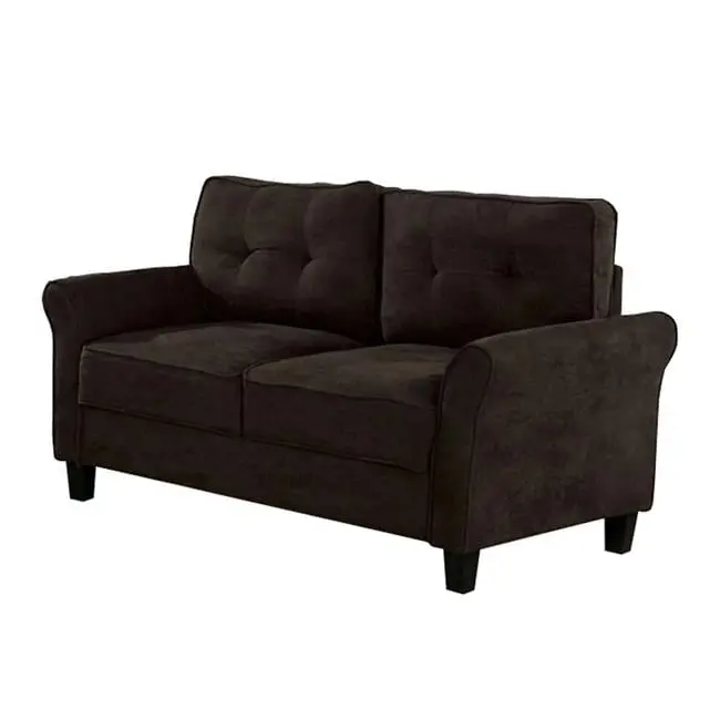 Brown Knit Fabric Loveseat Flared Armrests Living Room DeluxDesigns
