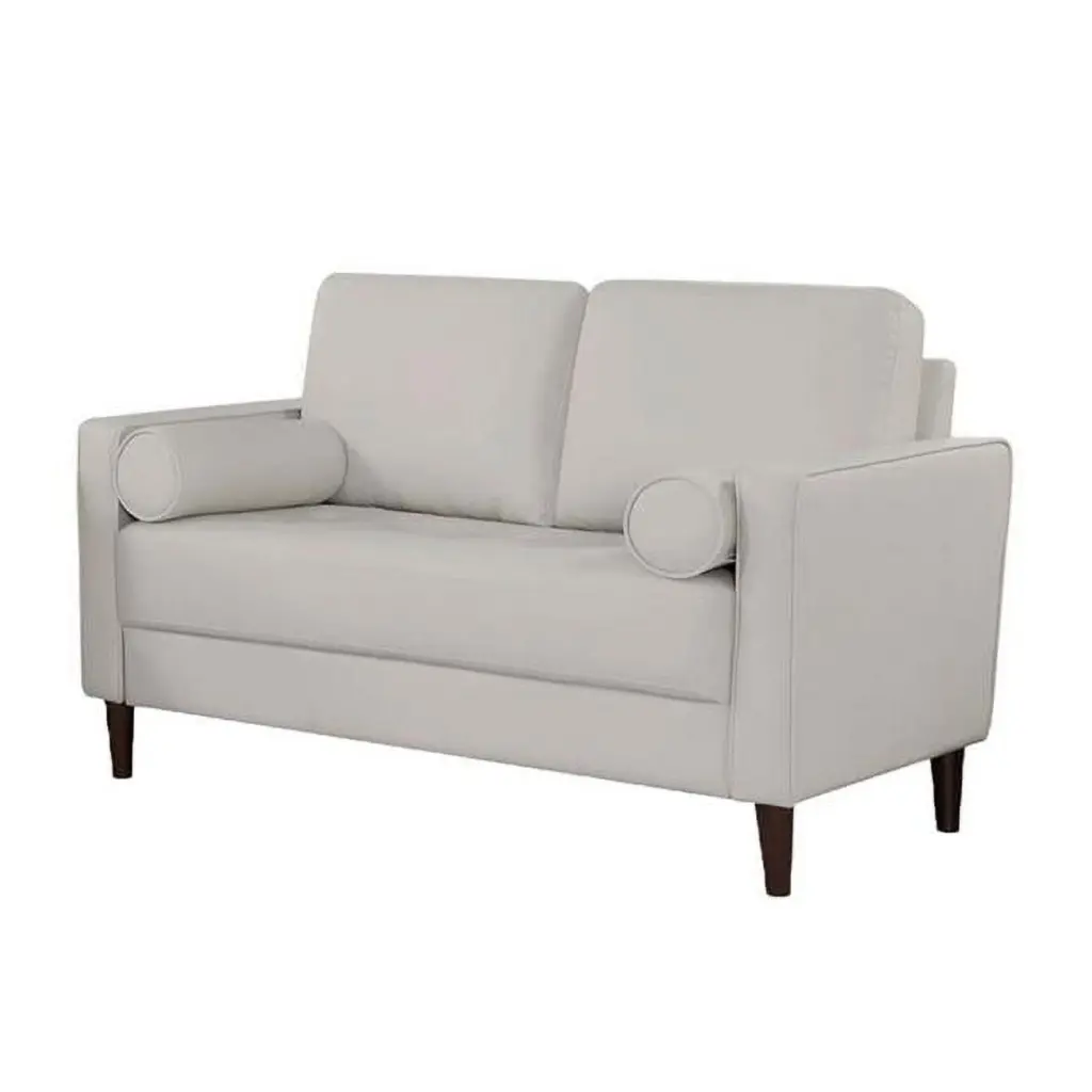 52 Quzi USB Port Bolster Pillows Tapered Legs Loveseat Off White DeluxDesigns