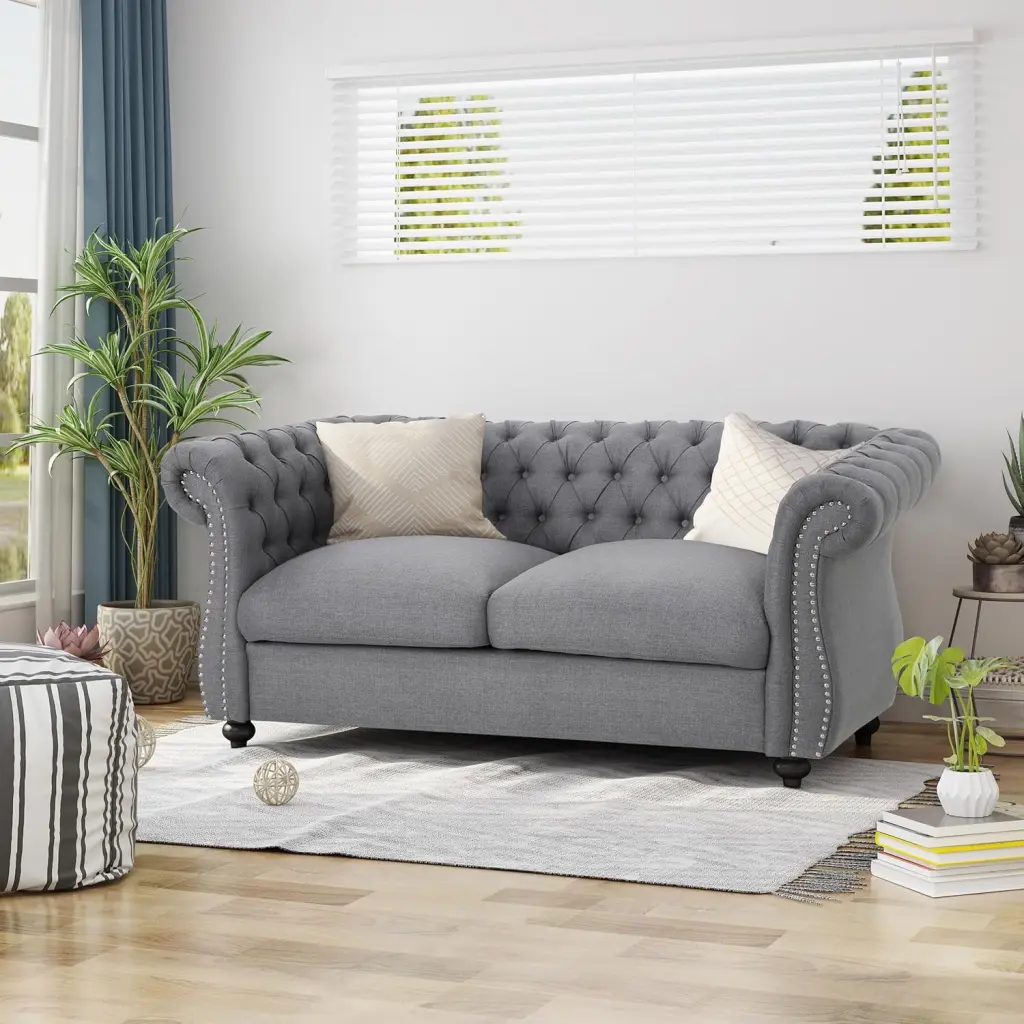 LOVESEAT SOFA 63045.00DGRY - Modern 2-Seater Sofa Living Room Ecautly