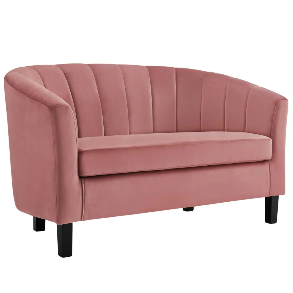 Ergode Prospect Dusty Rose Velvet Channel Tufted Loveseat