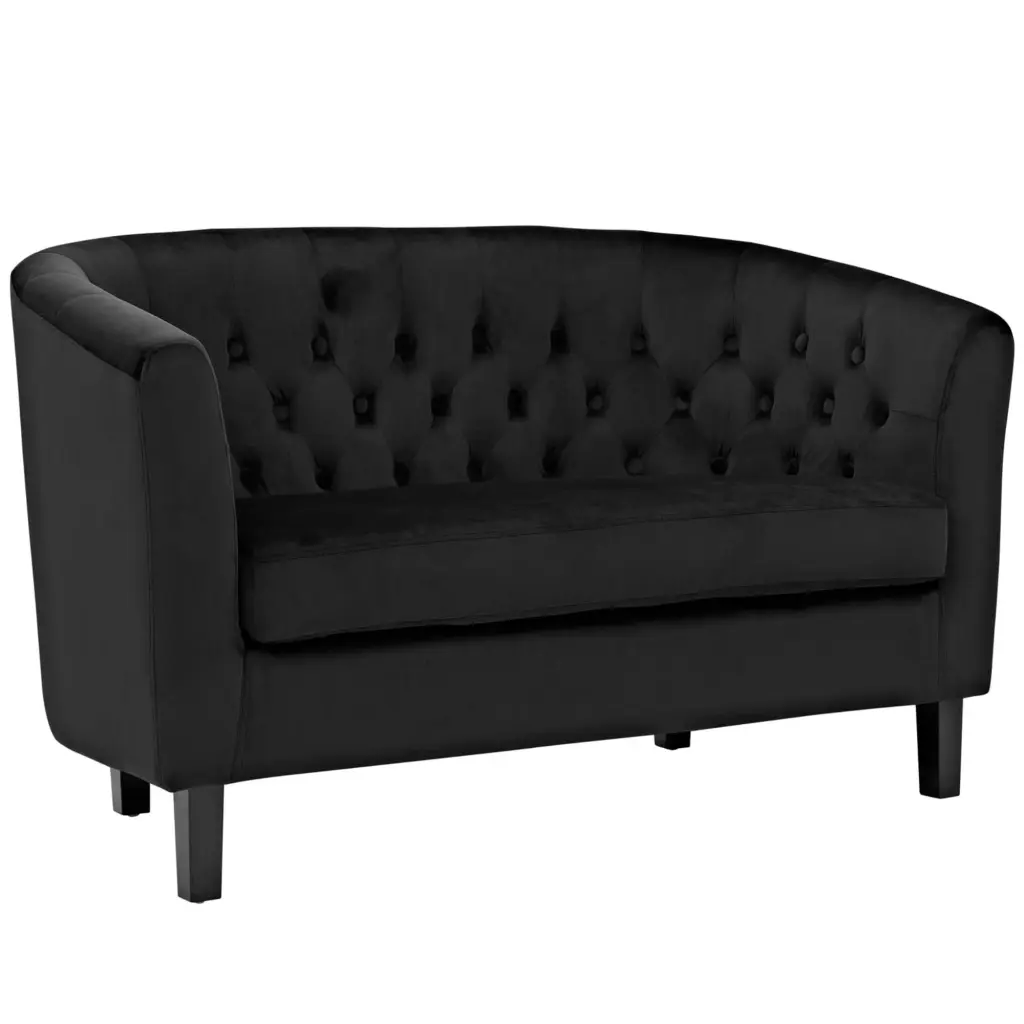Ergode Prospect Performance Velvet Loveseat - Black - Contemporary Upholstered Two-Seater Sofa