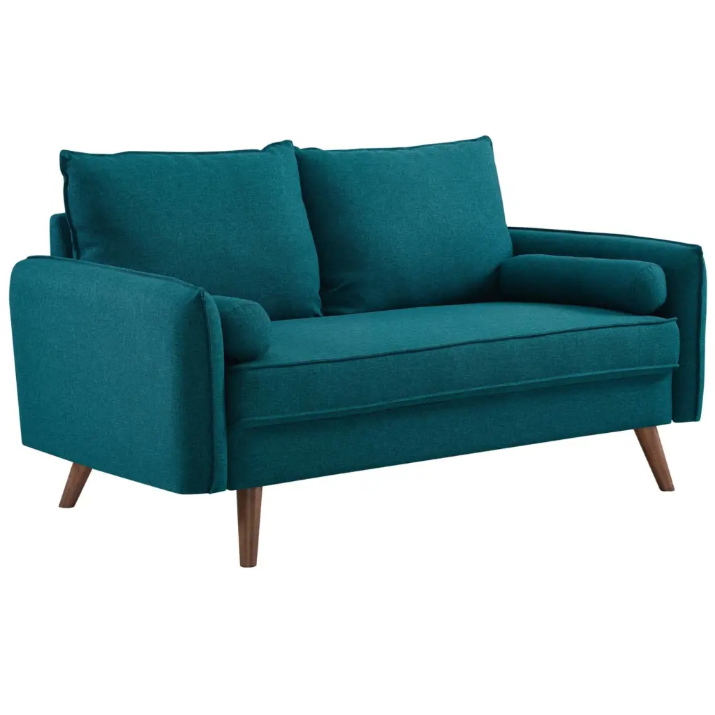 Ergode Revive Upholstered Fabric Loveseat Teal - Comfortable Two-Seater Sofa Living Room