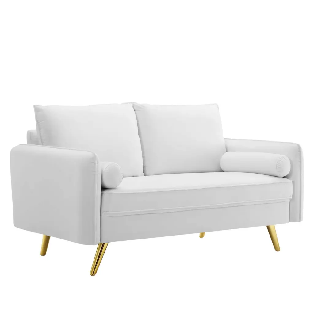 Ergode Revive White Performance Velvet Loveseat Modern Home Decor