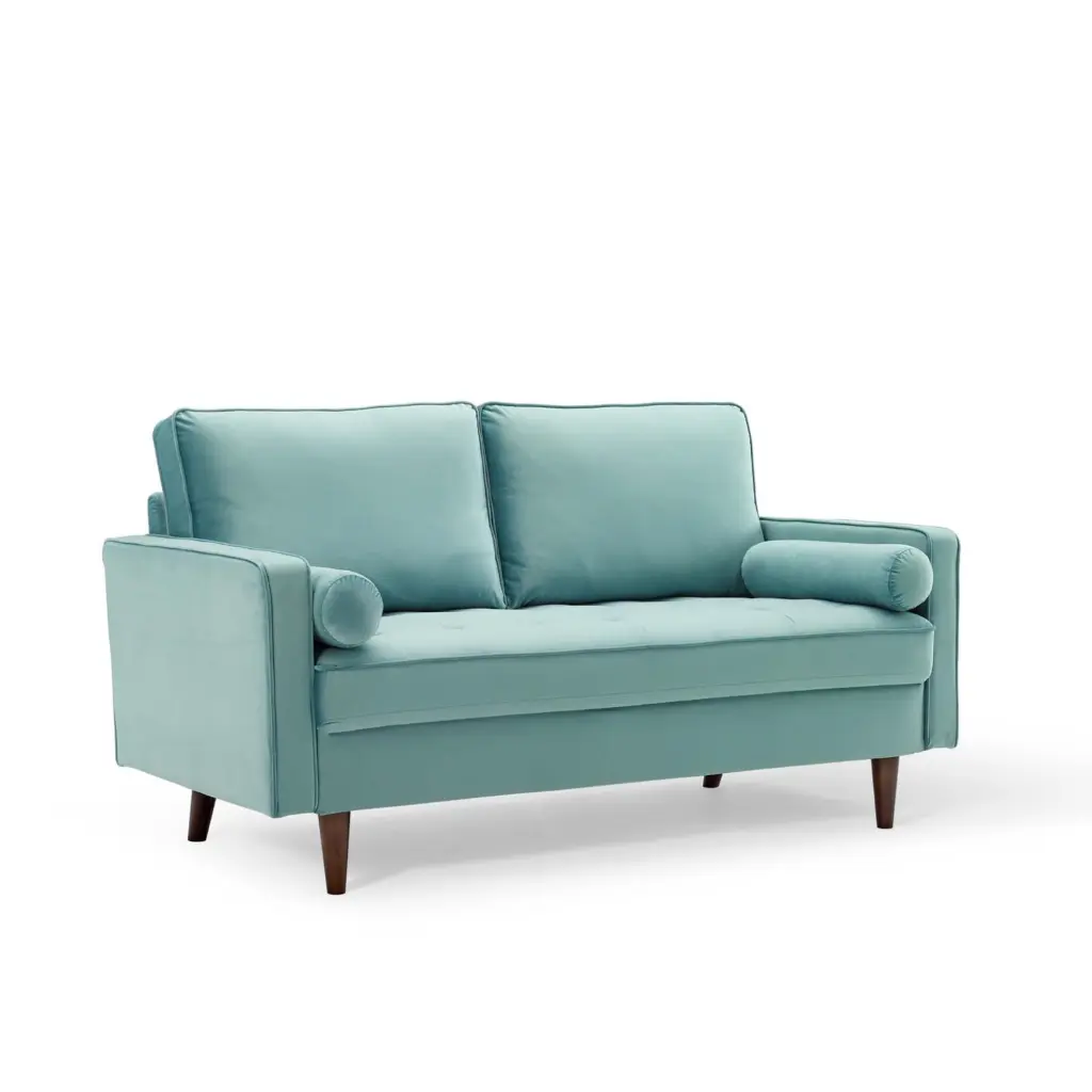 Ergode Valour Performance Velvet Loveseat Mint Green Modern Living Room Sofa