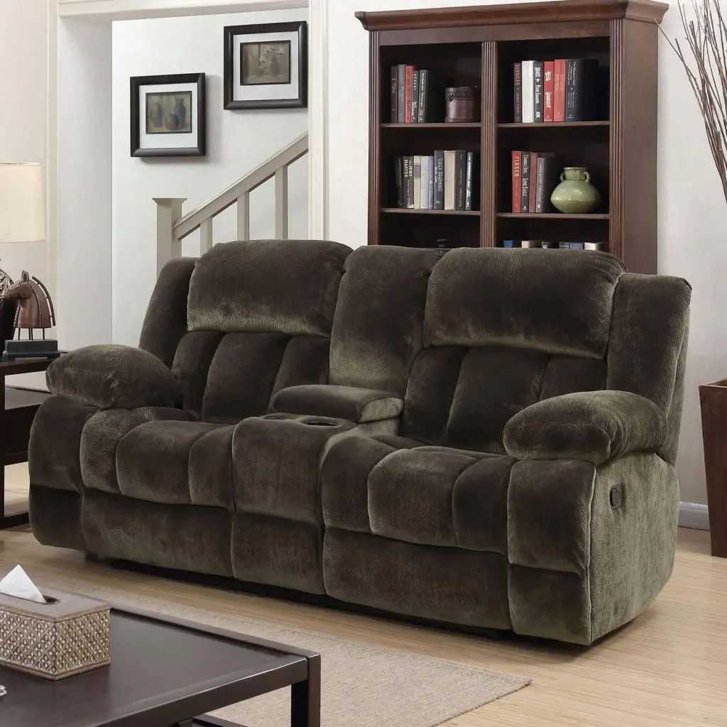 Transitional Fabric Upholstery Loveseat Brown Sadhbh Furniture America