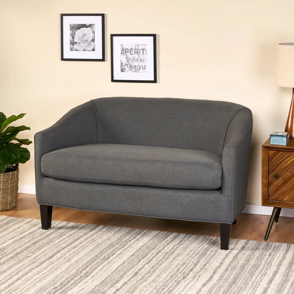 Isolde Fabric Loveseat Dark Grey GDFSTUDIO