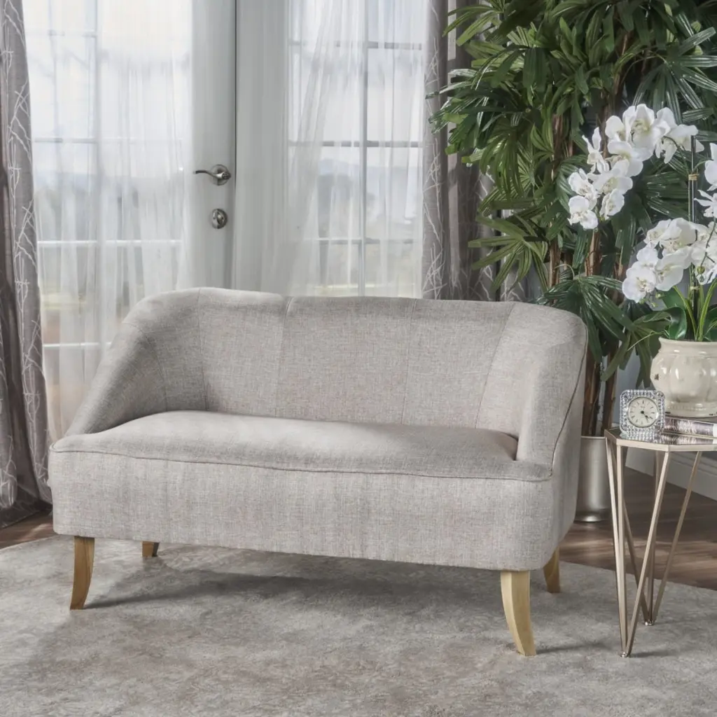 Jasper Mid Century Modern Light Blue Fabric Loveseat - Stylish Two Seater Sofa GDFSTUDIO