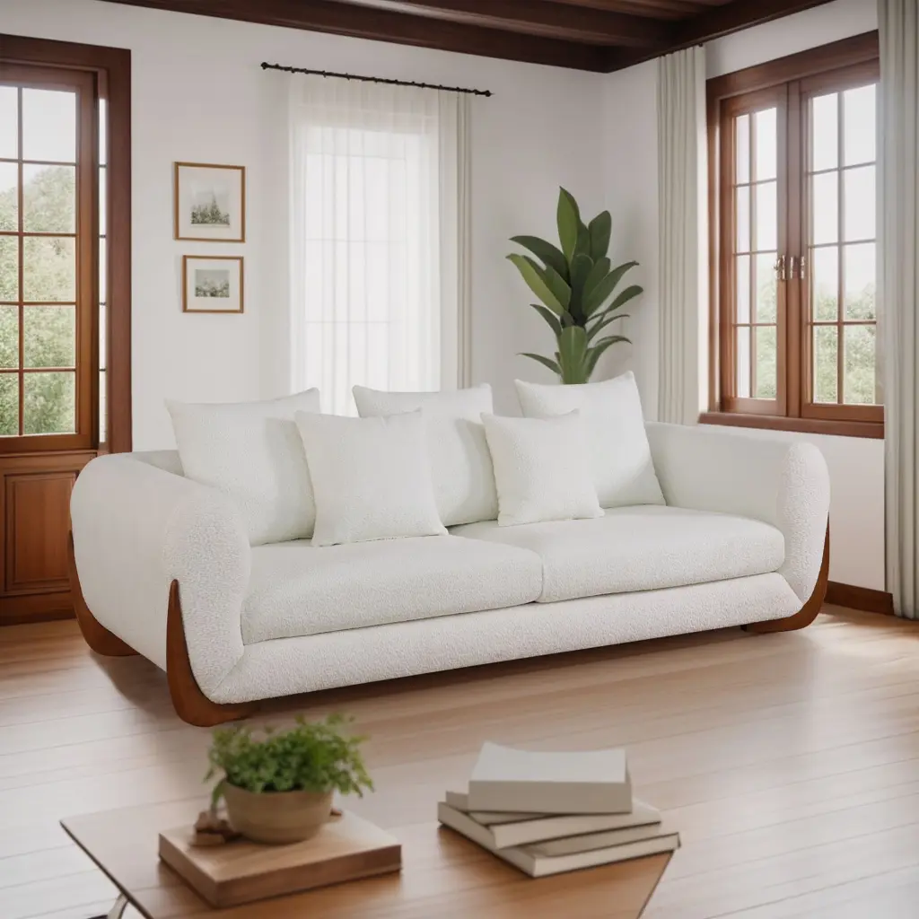 GEXPUSM 86 Sherpa Upholstered Oversized Loveseat Sofa Modern White