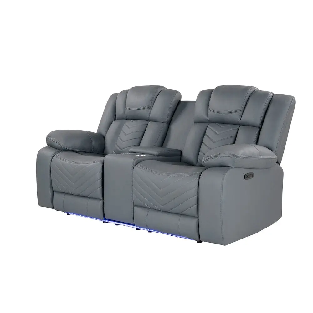 Global Furniture USA U7068 Gray Polyester 10 PCR Loveseat LED - Modern Tech
