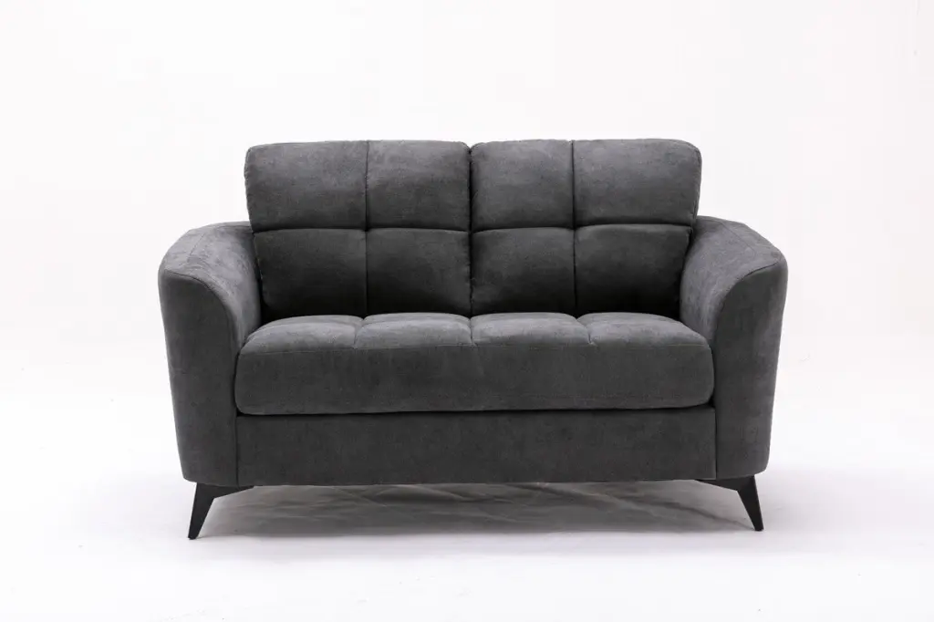 Callie Gray Velvet Fabric Loveseat Modern Living Room Apartment Go Green Woods