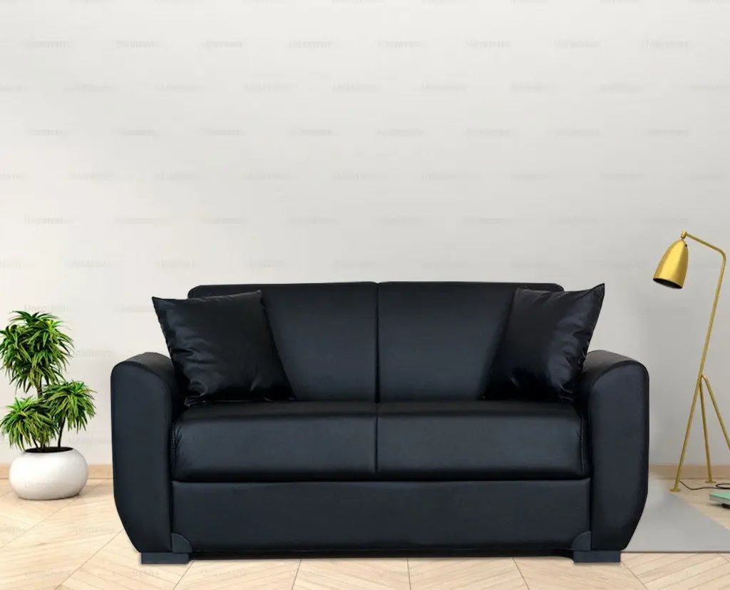 Lola Black PU Leather Loveseat Modern Sofa Living Room Office Apartment Go Green Woods