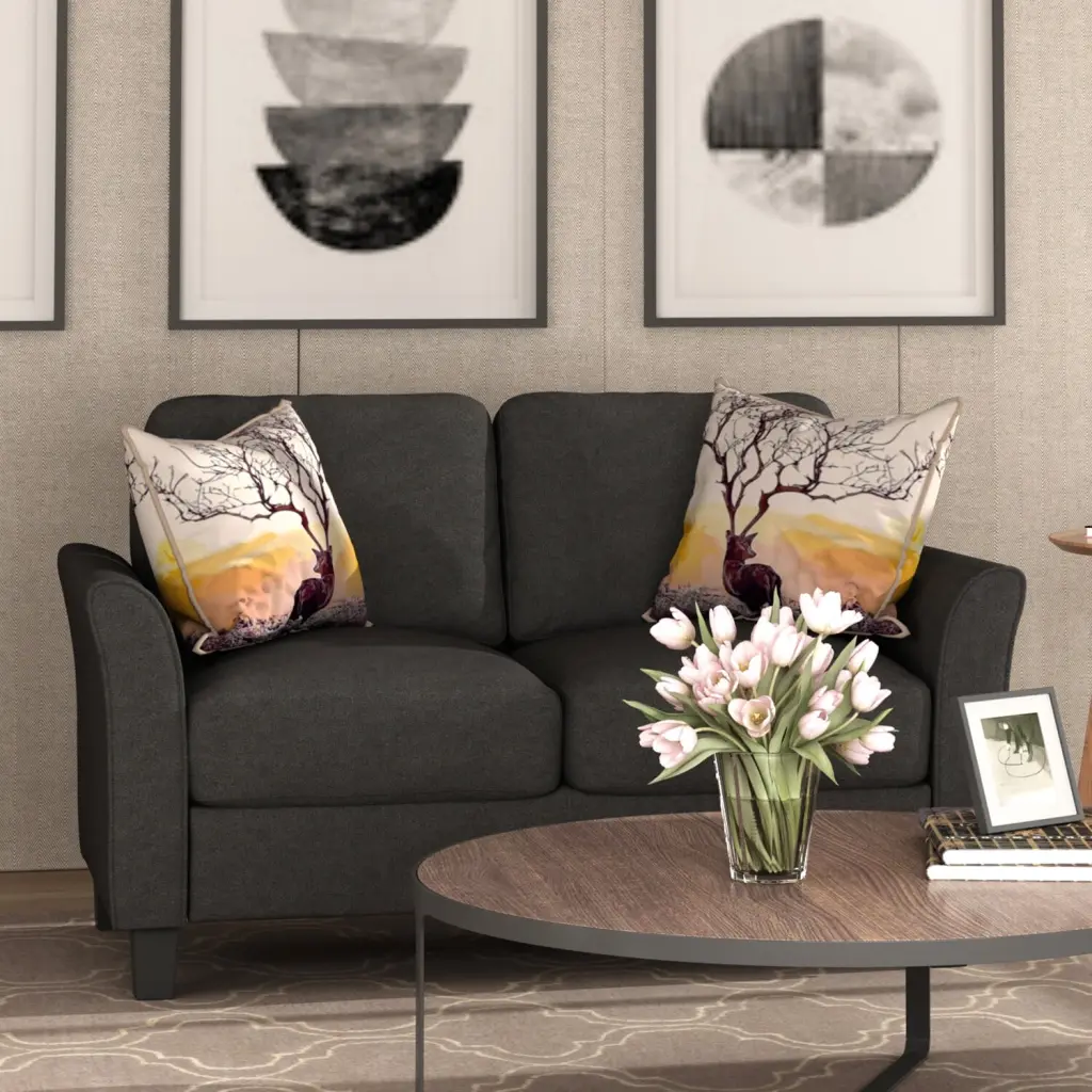 Living Room Loveseat Sofa Double Seat Chair Black Modern Homes GUTALOR