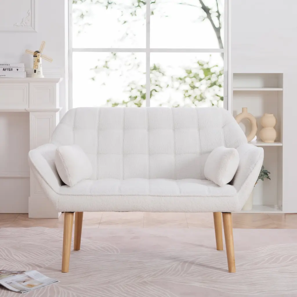 Ergonomic 50 White Loveseat Sofa Pillow Small Rooms and Offices HATNOKIL