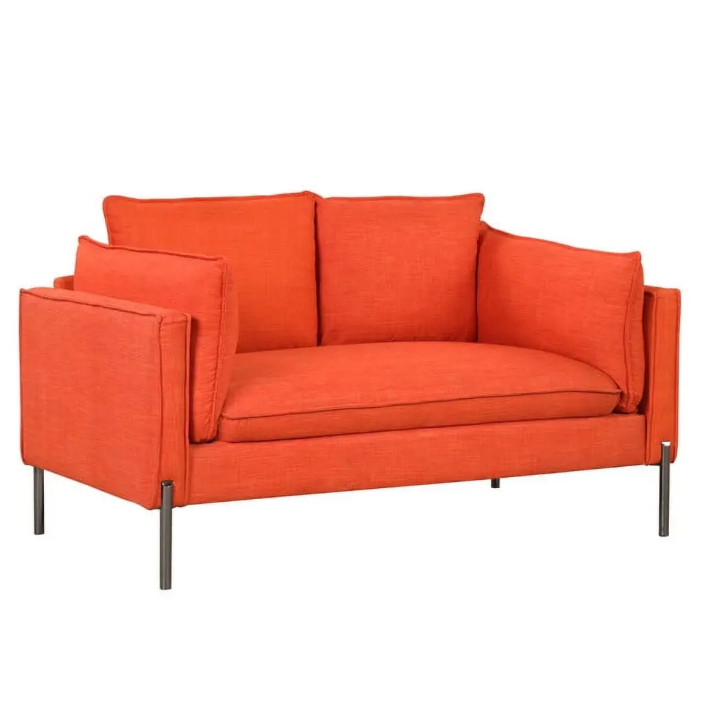 56 Modern Linen Fabric Loveseat Sofa Small Spaces Foam Cushions and Bolster Pillows HATNOKIL