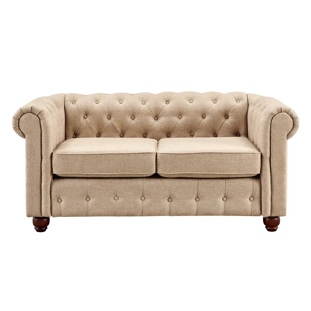HomeFare Cream Living Room Loveseat Sofa Small Spaces Home Fare
