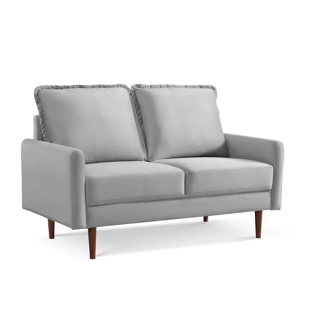 57 Gray and Dark Brown Velvet Love Seat Elegant Small Couch HomeRoots