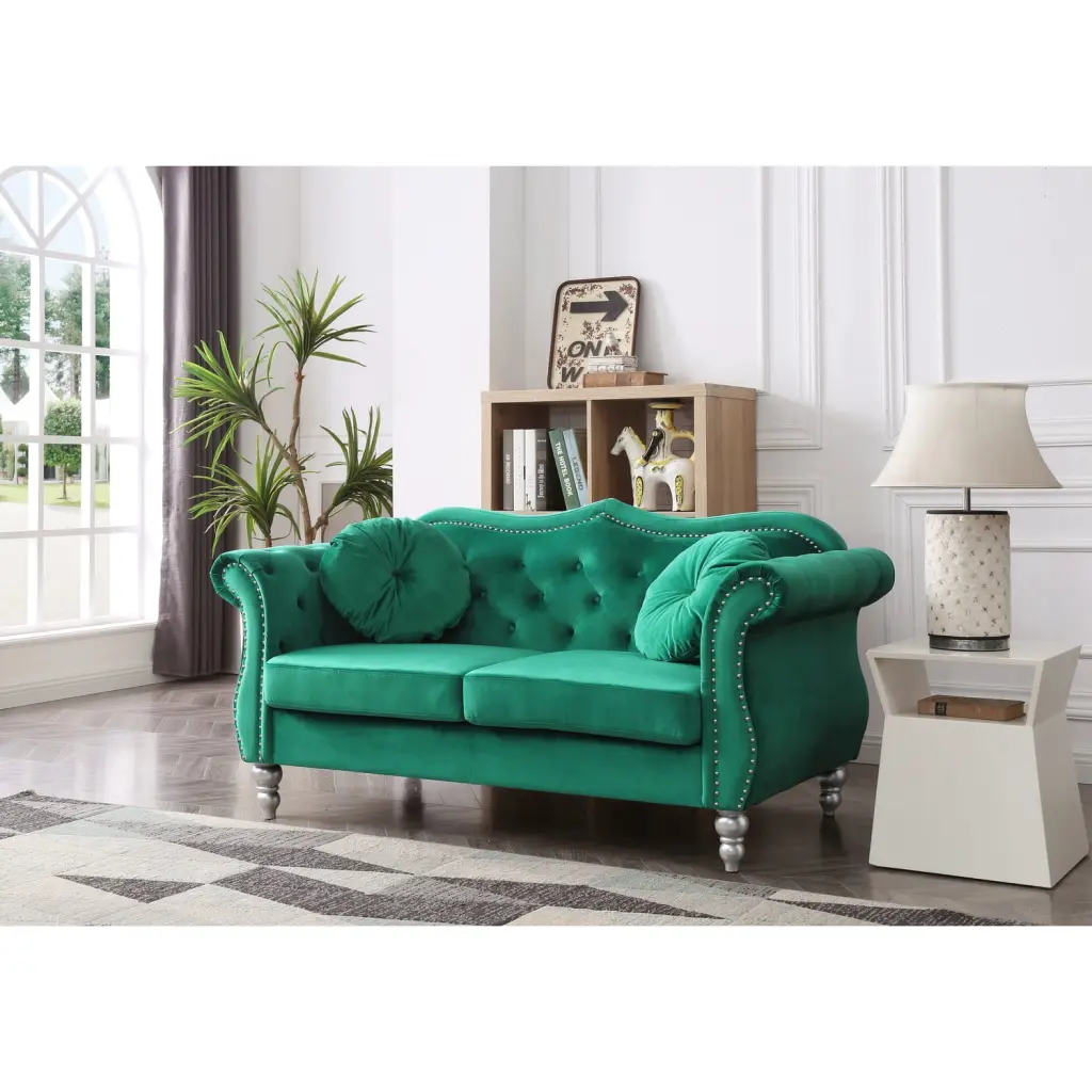 Homestock Beachy Boho Loveseat Green Bohemian Decor