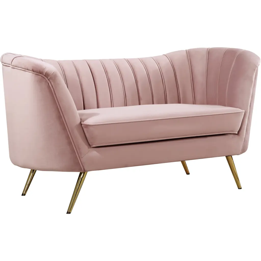 Homestock Renaissance Romance Pink Velvet Loveseat Stylish Comfort