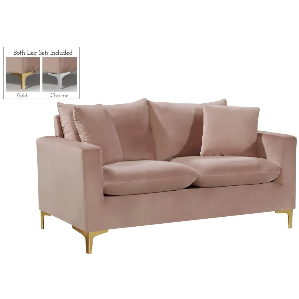Homestock Rustic Revival Pink Velvet Loveseat - Chic Two-Seater Couch Living Room