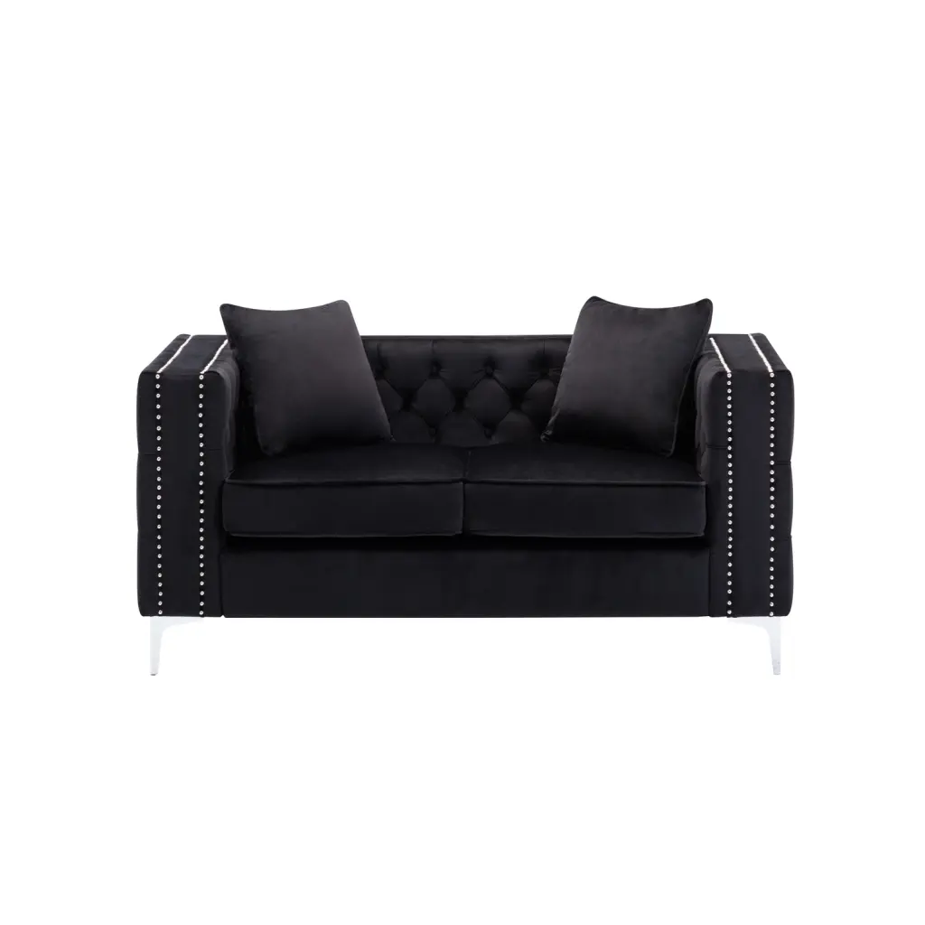 Homestock Sophisticated Simplicity Gray Velvet Loveseat