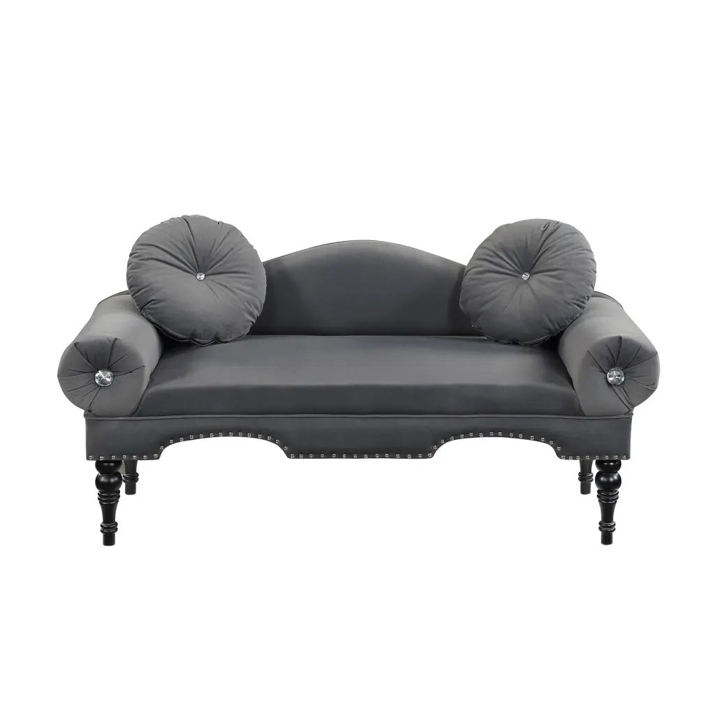 Homiyad 54 Inch Modern Velvet Upholstered Loveseat Sofa Nail Head Trimming and Wood Legs