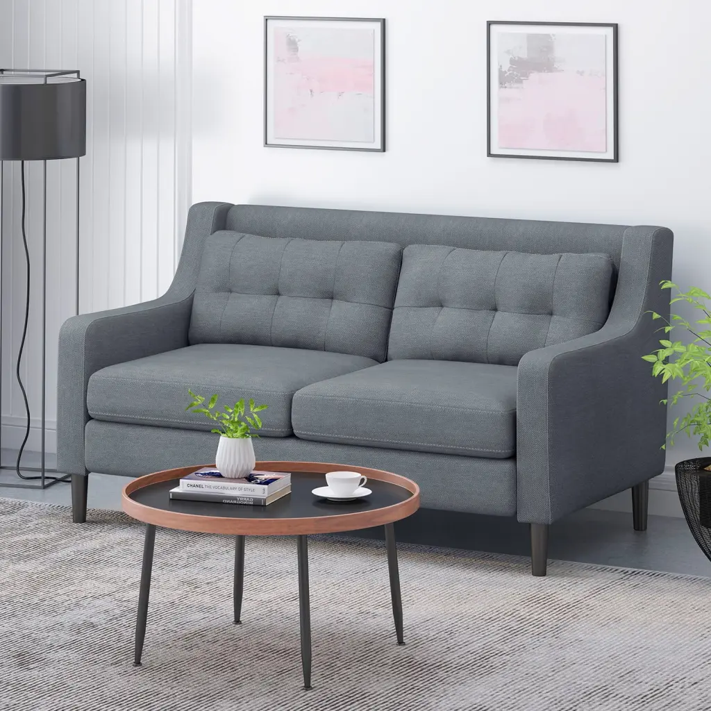 Modern Upholstered Loveseat Sofa Tufted Back - Compact and Stylish Small Living Rooms HOMXIAOWO