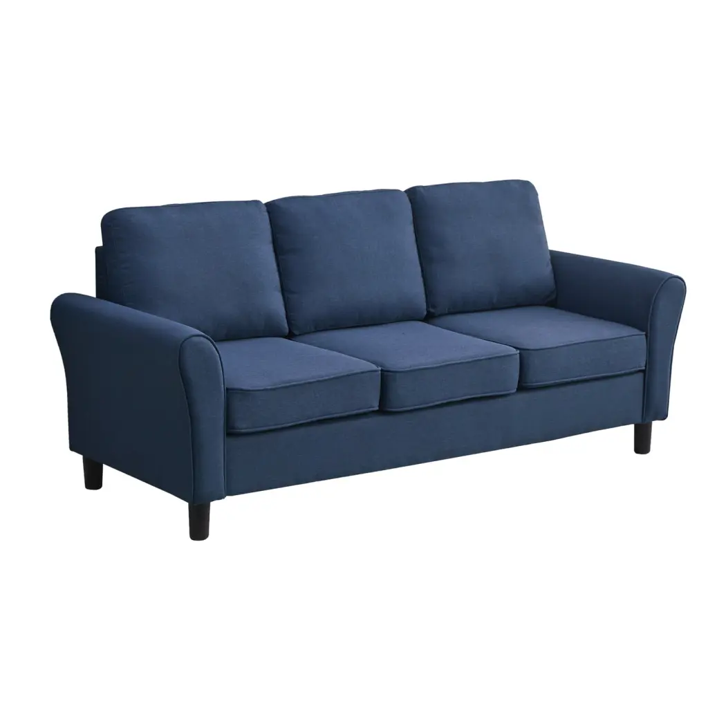 Hybition Linen Sofa Modern Comfy Loveseat Living Room Office Blue