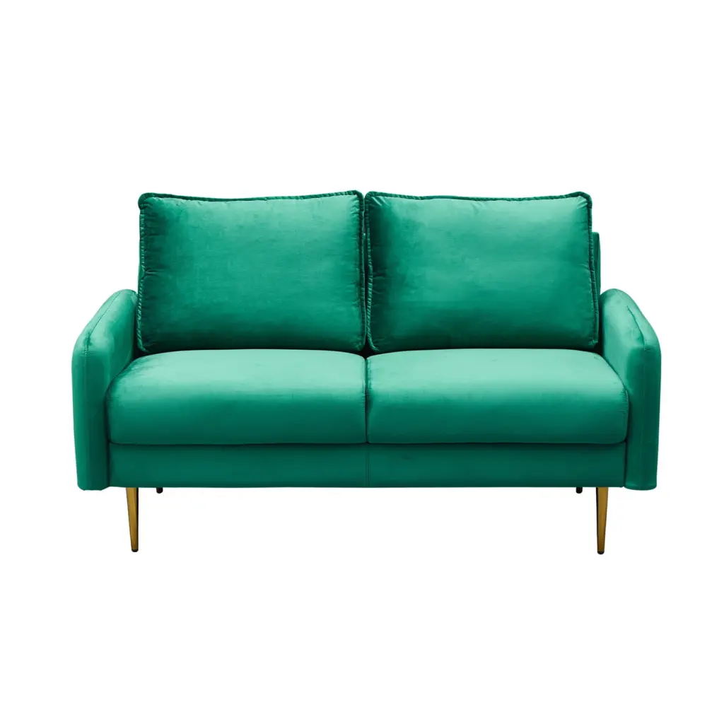 Hybition Velvet Loveseat Modern Sofa Metal Legs Living Room Green